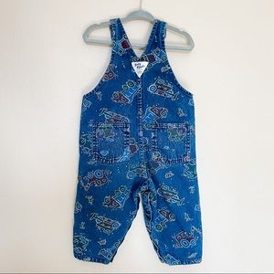Vintage OshKosh denim printed toddler overalls (18 months)